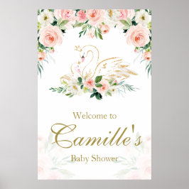 Welkom Swan Baby shower Sign Poster