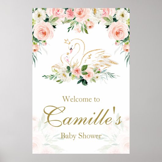 Welkom Swan Baby shower Sign Poster (Voorkant)