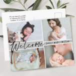 Welkom, Sweet Baby Birth kondiging Briefkaart<br><div class="desc">Bericht me als je hulp nodig hebt of speciale verzoeken hebt.</div>