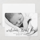 Welkom Sweet Boy | Aankondiging van de foto ter ge (Voorkant / Achterkant)