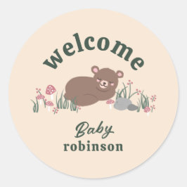 Welkom Sweet Woodland Baby Beer Rond Ronde Sticker