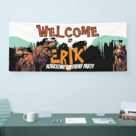 Welkom T-Rex Banner – Brullend Dino Feestbord