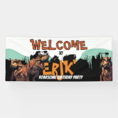 Welkom T-Rex Banner – Brullend Dino Feestbord (Horizontaal)