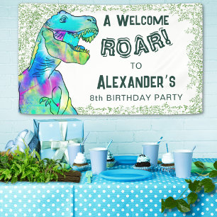 Welkom T-Rex Brul Dinosaurus 8e Verjaardagsfeestje Spandoek