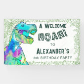 Welkom T-Rex Roar Dinosaurus 8ste Verjaardagsfeest Spandoek (Horizontaal)