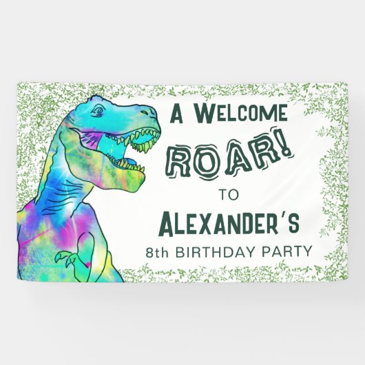 Welkom T-Rex Roar Dinosaurus 8ste Verjaardagsfeest Spandoek (Horizontaal)