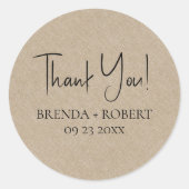 Welkom Tan linen Simple Script Welkomstwoord Stick Ronde Sticker (Voorkant)