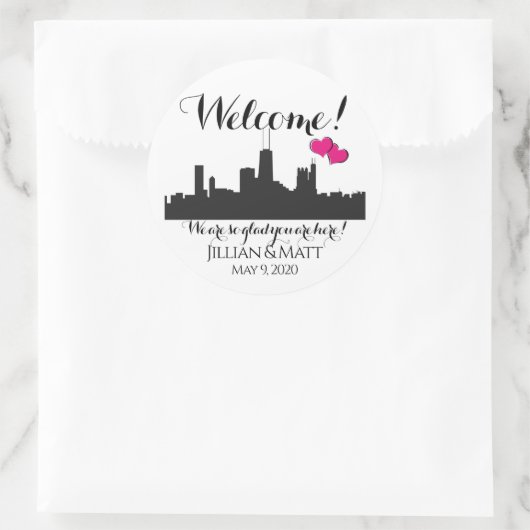 Welkom tas Chicago Bruiloft Stickers (Tas)