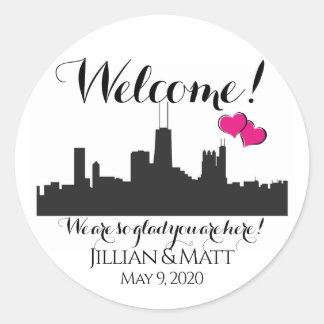 Welkom tas Chicago Bruiloft Stickers