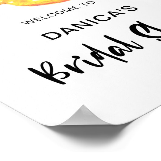 Welkom Teken Bruidsfeest Citroen Thema Lettering Poster (Hoek)