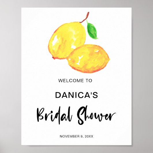 Welkom Teken Bruidsfeest Citroen Thema Lettering Poster (Voorkant)