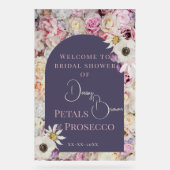 Welkom Teken Lila Bloemboog Zomer Bruids Showe Acryl Bord (Voorkant)