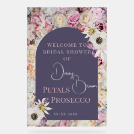 Welkom Teken Lila Bloemboog Zomer Bruids Showe Acryl Bord