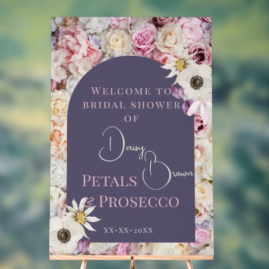 Welkom Teken Lila Bloemboog Zomer Bruids Showe Acryl Bord (Neutraal)