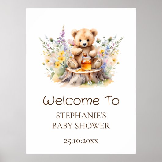 Welkom teken Little Honey op de weg Baby shower Poster (Voorkant)