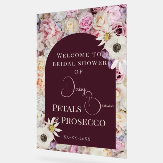 Welkom Teken Mahogany Bloemenboog Zomerbruid Acryl Bord (Hoek)