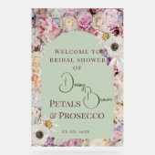 Welkom Teken Mint Groene Bloemboog Zomer Bruid Acryl Bord (Voorkant)