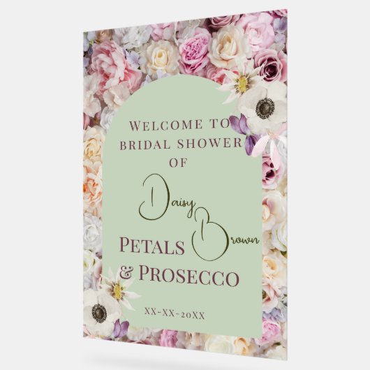 Welkom Teken Mint Groene Bloemboog Zomer Bruid Acryl Bord (Hoek)