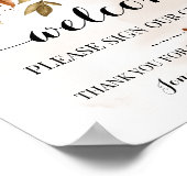 Welkom Teken Ons Gastboek Herfst Bruiloft Borrel Poster (Hoek)
