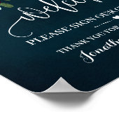 Welkom Teken ons gastboek Wijn Navy Bruiloft Poster (Hoek)