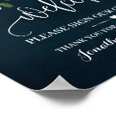 Welkom Teken ons gastenboek Wijn Navy Bruiloft Poster (Hoek)