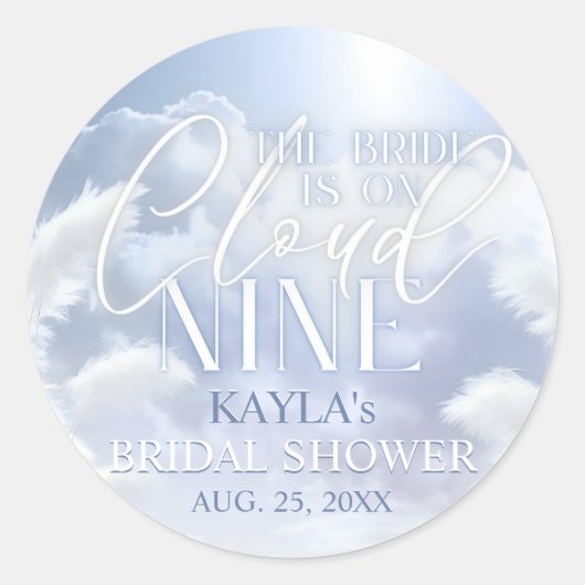 Welkom Teken Op Cloud Nine 9 Pampas Bruidsdouche Ronde Sticker (Voorkant)