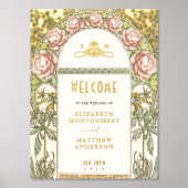 Welkom Teken Peonies Gold Wedding Folie Afdrukken (Voorkant)