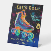Welkom teken Roller Schaats, draaien 8 Reclamebord Met Voetstuk (Voorkant)