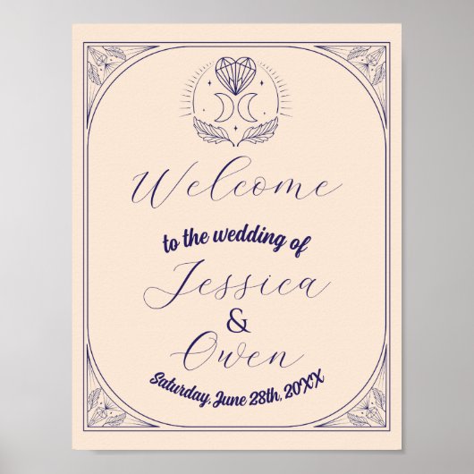 Welkom Teken Tarot Wedding Hearts Crystal Moon Poster (Voorkant)