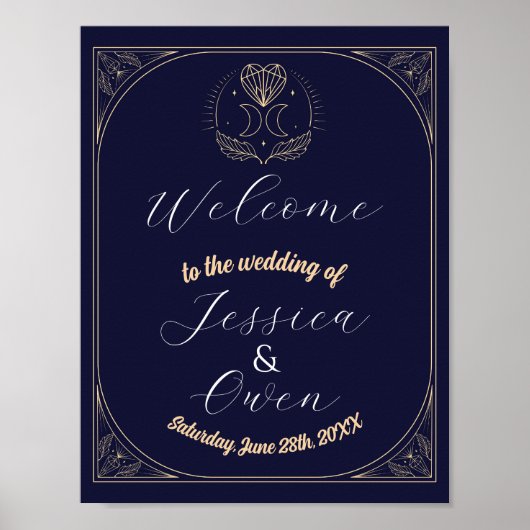 Welkom Teken Tarot Wedding Hearts Crystal Moon Poster (Voorkant)