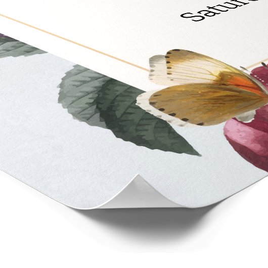 Welkom Teken Wedding Bloom Butterfly Poster (Hoek)