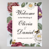 Welkom Teken Wedding Bloom Butterfly  Poster (Voorkant)
