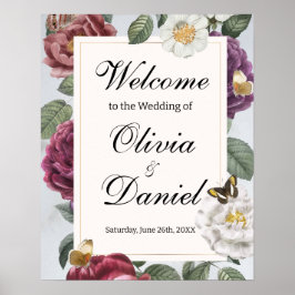 Welkom Teken Wedding Bloom Butterfly  Poster