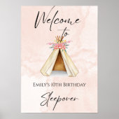 Welkom Tent Sleepover Birthday Party Poster (Voorkant)