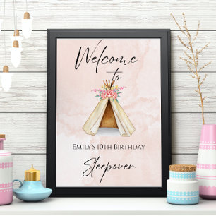 Welkom Tent Sleepover Birthday Party Poster