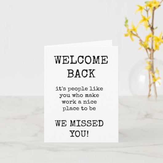 Welkom terug, alleen tekst, minimalistische Kaart (Gele Bloem)