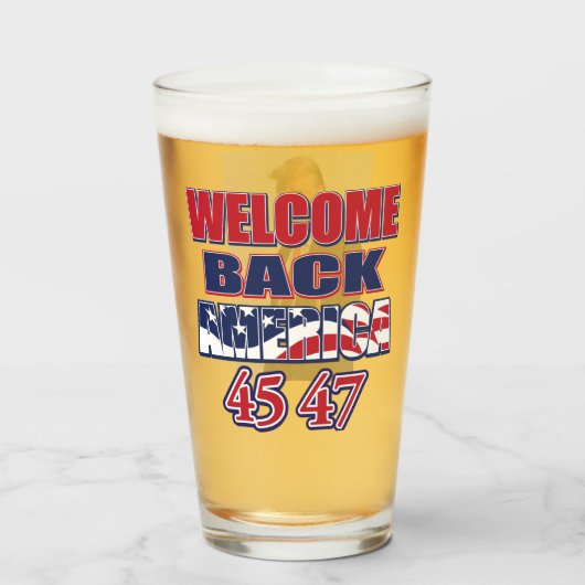Welkom terug Amerika Trump 45 47 Glas (Voorkant gevuld)
