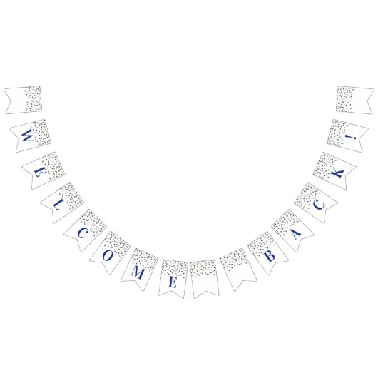 Welkom Terug Banner Blauw Goud Confetti (Alle)