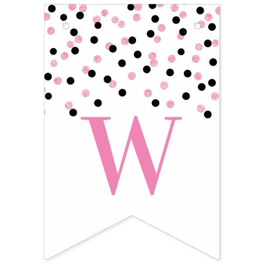 Welkom Terug Banner Roze Zwart Confetti (Tweede vlag)