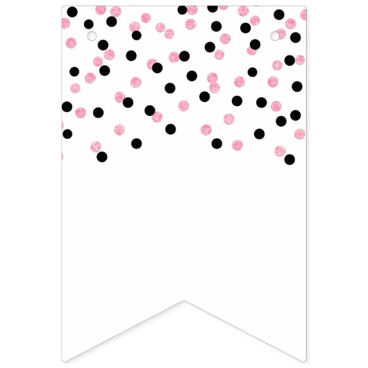Welkom Terug Banner Roze Zwart Confetti (Eerste vlag)