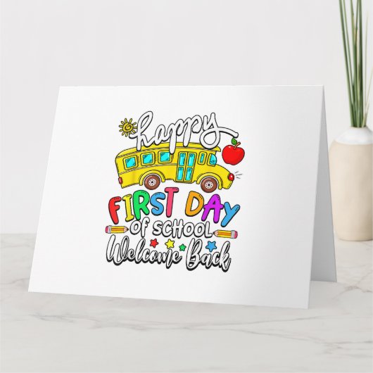 Welkom terug bij School Happy First Day Teacher Bu Kaart (Voorkant)