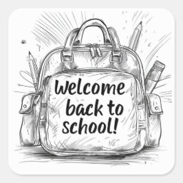 Welkom terug bij school rugzak vierkante sticker