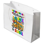 Welkom terug eerste schooldag buschauffeur groot cadeauzakje (Achterkant Gekanteld)