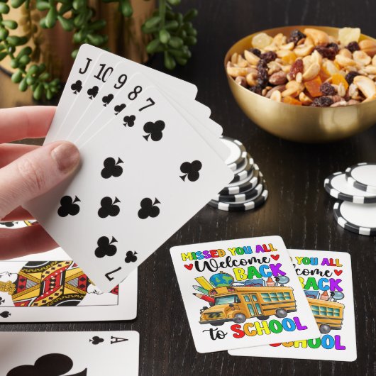 Welkom terug eerste schooldag buschauffeur pokerkaarten (Insitu)