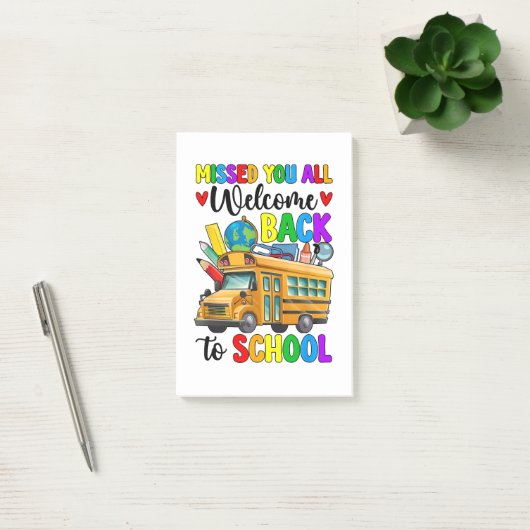 Welkom terug eerste schooldag buschauffeur post-it® notes (Kantoor)