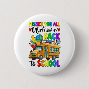 Welkom terug eerste schooldag buschauffeur ronde button 5,7 cm
