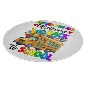 Welkom terug eerste schooldag buschauffeur snijplank (Hoek)