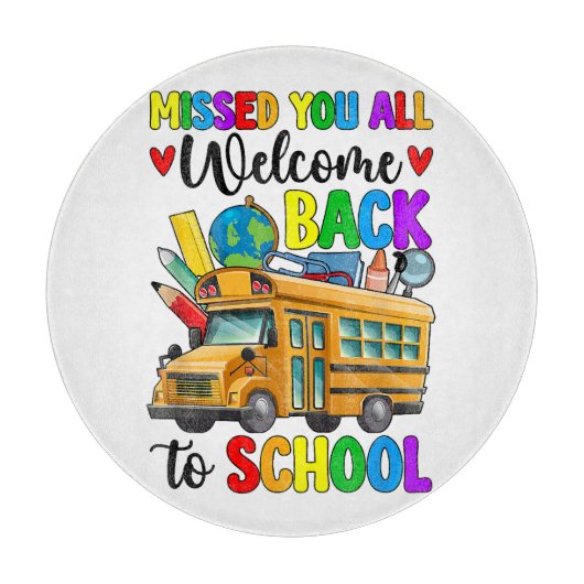 Welkom terug eerste schooldag buschauffeur snijplank (Voorkant)