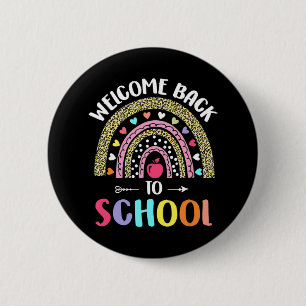 Welkom terug in de schoolregenboog voor leraren en ronde button 5,7 cm
