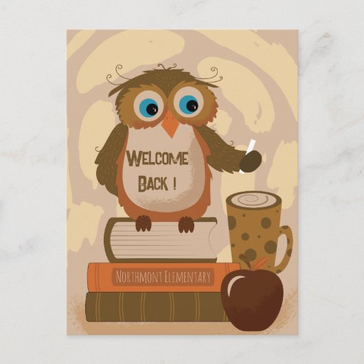 Welkom Terug Leraar Uil Bruin Briefkaart (Voorkant)